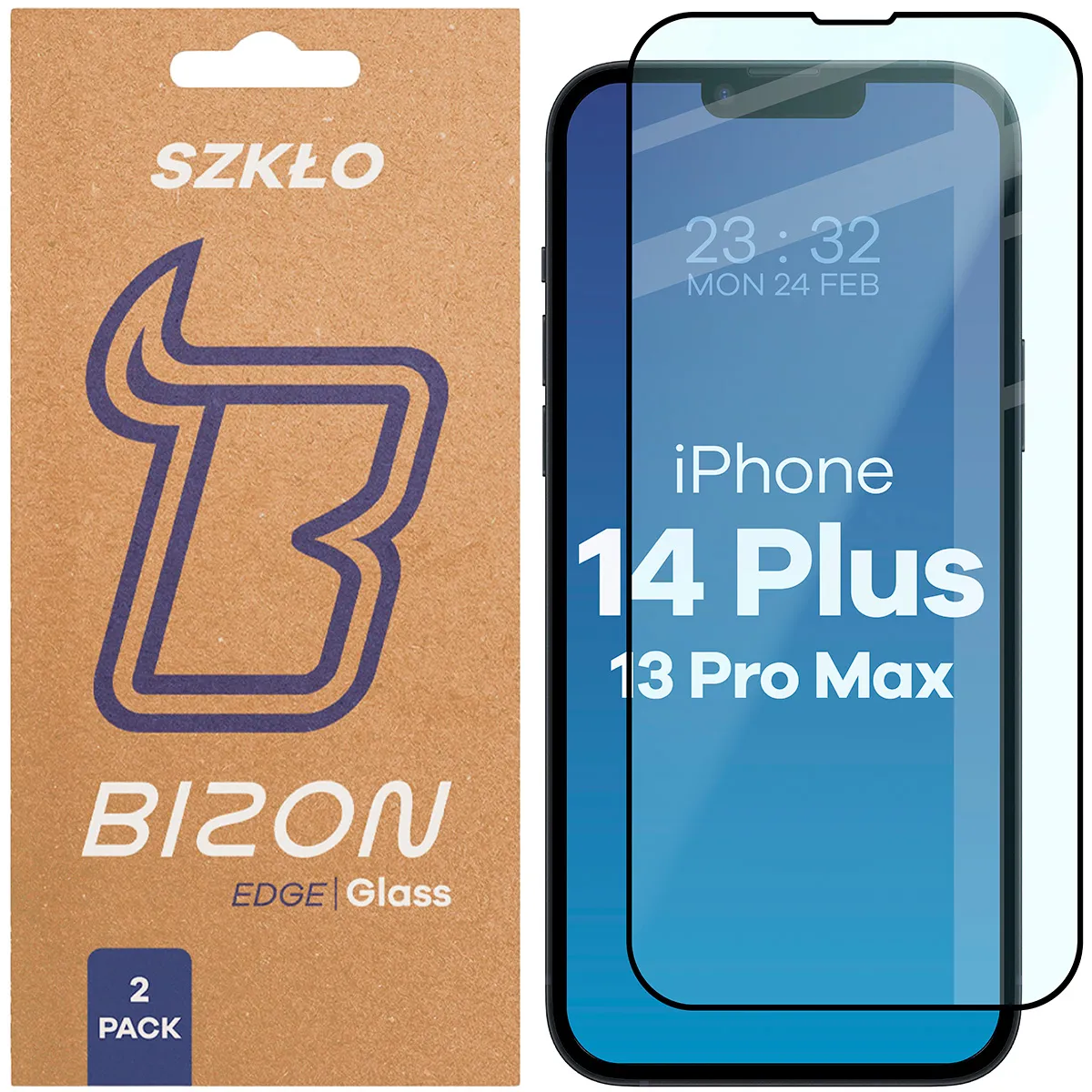 Szkło hartowane Bizon Edge Duo do iPhone 14 Plus / 13 Pro Max