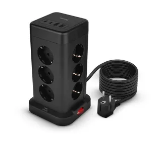 Huslog HUS1051 POWERTOWER 12 gniazd 1,8m Czarny