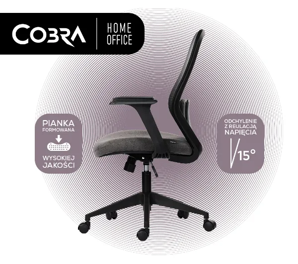 Cobra Office One HF307GY Biurowy do 150kg Tkanina Szary - Kup na Raty - RRSO 0%