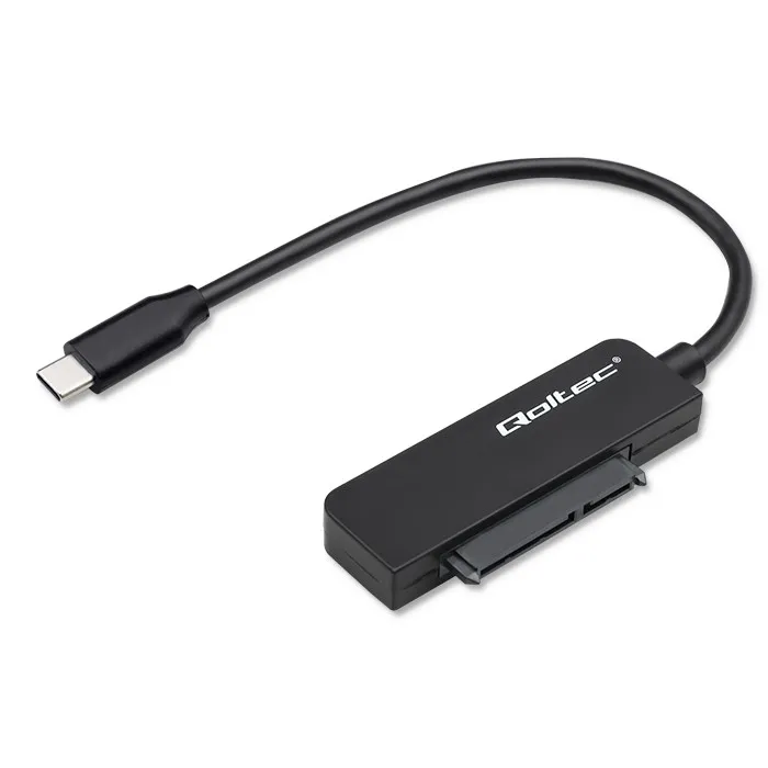 Adapter Qoltec 52269 SATA Przejściówka na dysk SSD HDD 2.5" USB-C Czarny
