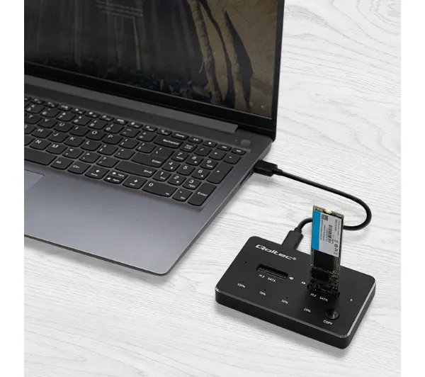 Qoltec 50310 do Dysków 2x SSD M.2 SATA NGFF USB typ C Czarny