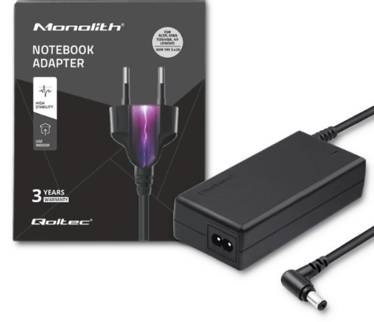 Zasilacz do laptopa Qoltec AD41P 65W do Acer Asus Toshiba HP/Compaq IBM/Lenovo