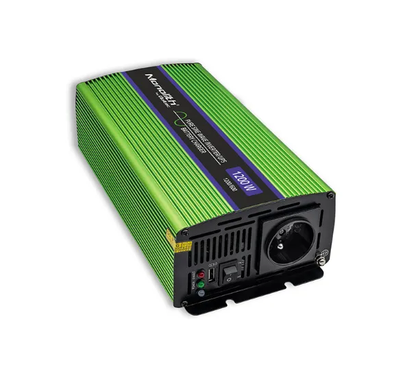 Przetwornica QOLTEC Monolith 12V na 230V 600W/1200W Czysta sinusoida Zielony