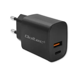 Ładowarka sieciowa Qoltec 52377 Power Pro GaN USB-A USB-C 30W Czarny