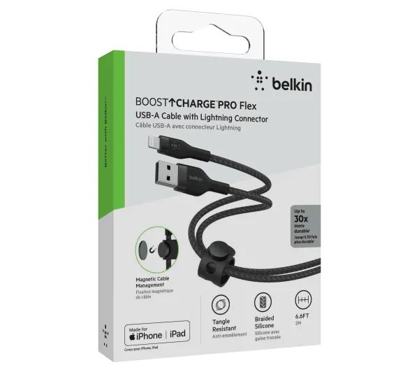 Belkin BoostCharge Pro Flex USB-A do Lightning 2m Czarny