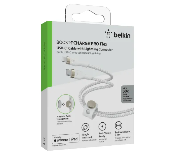 Belkin BoostCharge Pro Flex USB-C do Lightning 2 m Biały