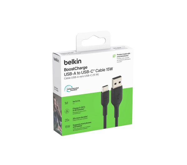 Belkin BoostCharge USB-A do USB-C 15W 1m Czarny