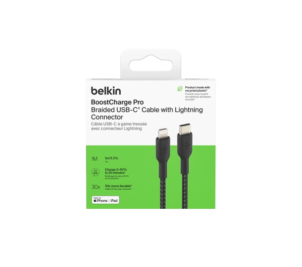 Belkin BoostCharge USB-C do Lightning 1m Czarny