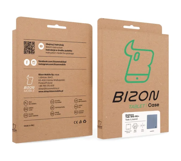 Bizon Case Tab Lizard z klapką do Samsung Galaxy Tab S10 FE Plus Lawendowy