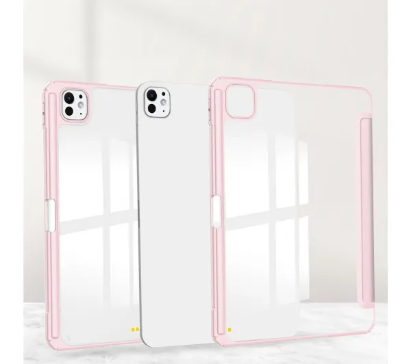 Bizon Case Tab Clear Matt z klapką do iPad Air 13 2025 / 2024 Różowy