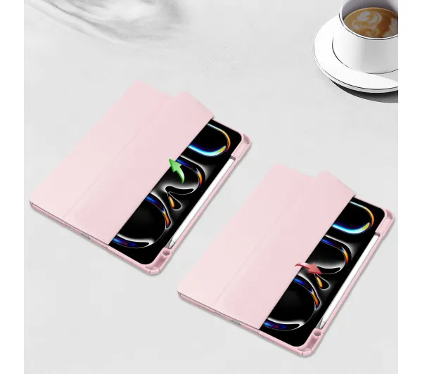 Bizon Case Tab Clear Matt z klapką do iPad Air 13 2025 / 2024 Różowy