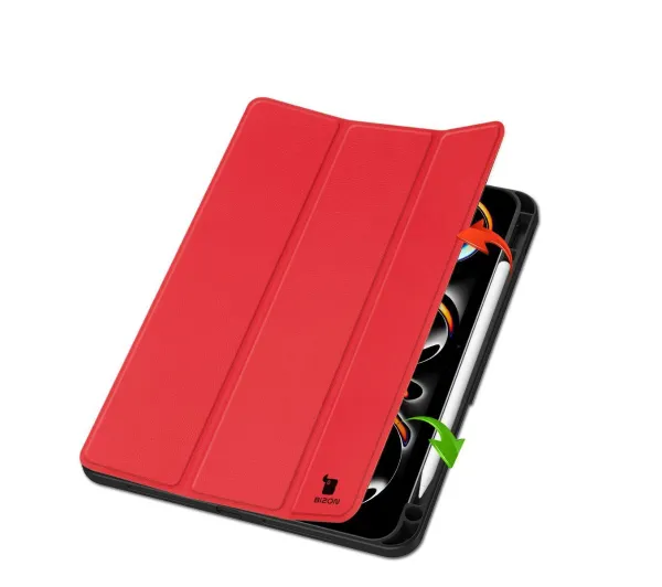 Bizon Case Tab Lizard z klapką do iPad Pro 11" 2025 / 2024 Czerwony