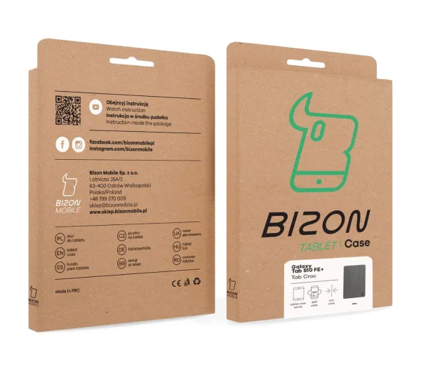 Bizon Case Tab Croc z klapką do Samsung Galaxy Tab S10 FE Plus Szary