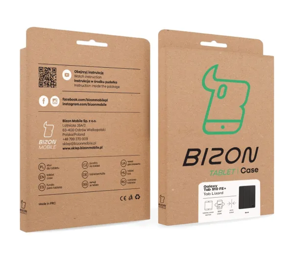 Bizon Case Tab Lizard z klapką do Samsung Galaxy Tab S10 FE Plus Czarny