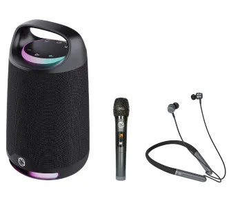 Power Audio Manta SPK330B OTUS 120W Bluetooth Mikrofon Karaoke Czarny + Słuchawki MNH02