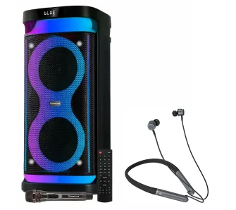 Power Audio Manta SPK0601B100 ARGOS 100W Bluetooth Mikrofon Karaoke Czarny + Słuchawki MNH02