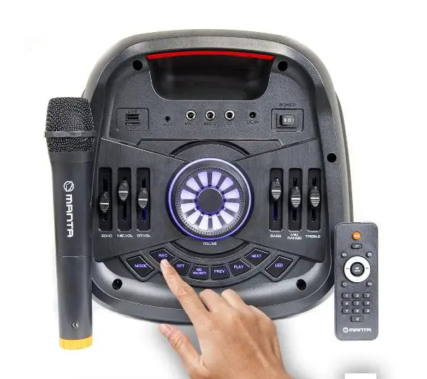 Manta SPK5310PRO 120W Bluetooth Radio FM Mikrofon Karaoke Czarny + Słuchawki MNH02 - ⚡ EURO HIT CENOWY! ⚡ - Kup na Raty - RRSO 0%