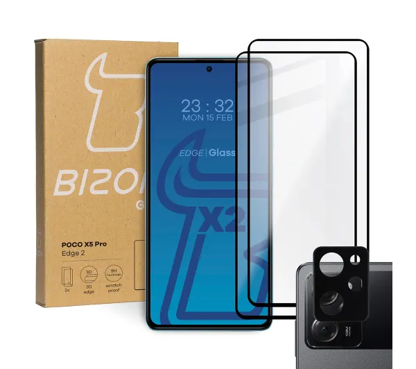 Bizon 2x Szkło + szybka na aparat Edge 2 Pack do Xiaomi Poco X5 Pro