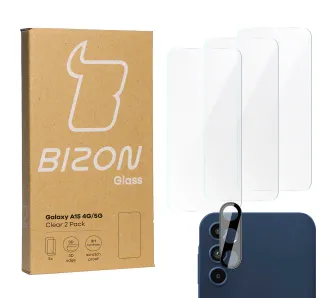 Zestaw ochronny Bizon 3x Szkło hartowane + szybka na aparat Clear 2 Pack do Samsung Galaxy A15 5G/4G