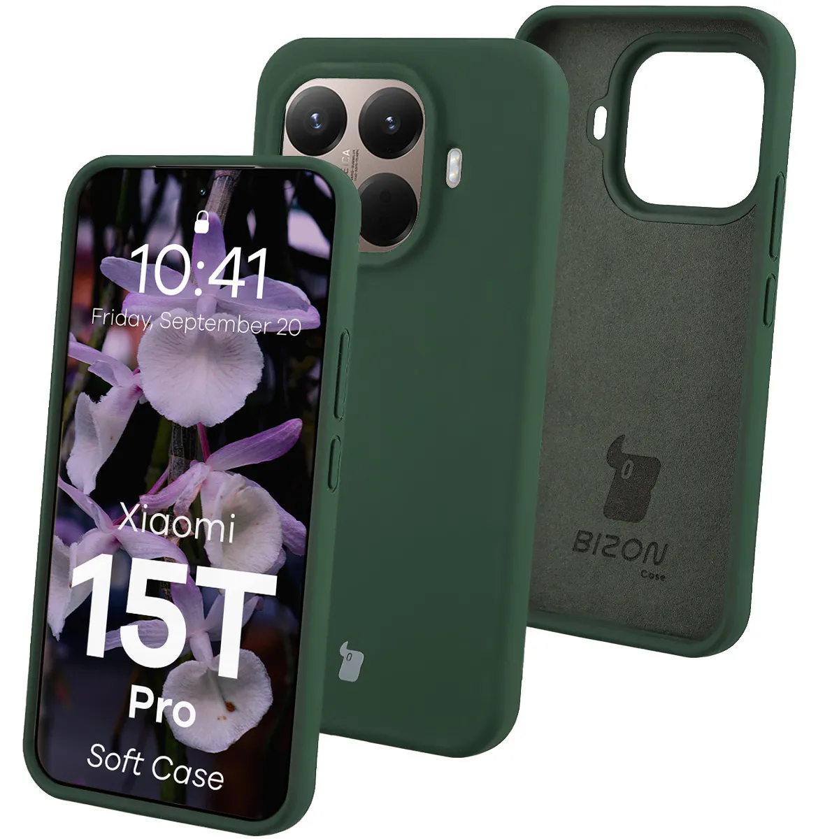 Etui Bizon Soft Case do Xiaomi 15T Pro Ciemnozielony