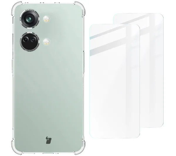 Bizon elastyczne etui + 2x szkło hartowane Clear Pack do OnePlus Nord 3