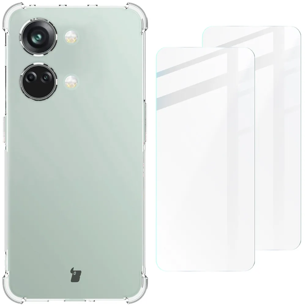 Etui Bizon elastyczne etui + 2x szkło hartowane Clear Pack do OnePlus Nord 3