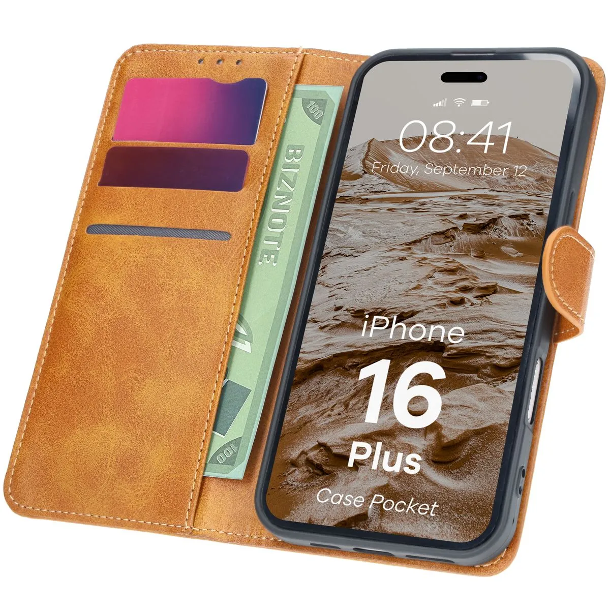 Etui Bizon Pocket do Apple iPhone 16 Plus Brązowy