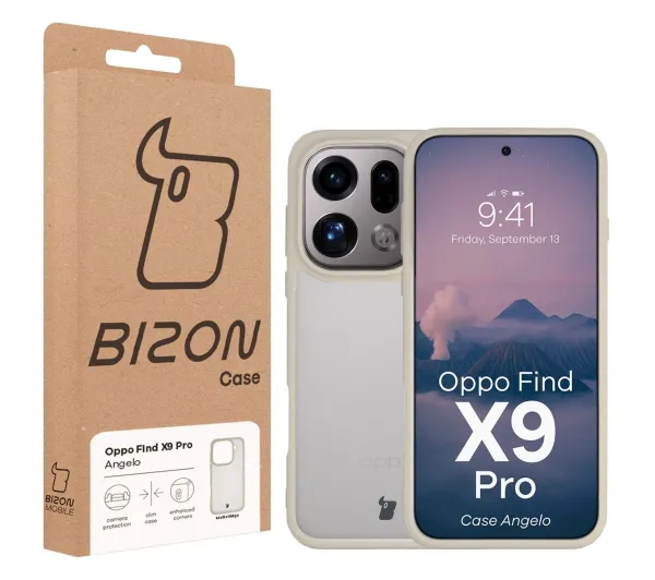 Bizon Angelo do Oppo Find X9 Pro Półprzeźroczyste z beżową ramką