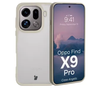 Etui Bizon Angelo do Oppo Find X9 Pro Półprzeźroczyste z beżową ramką