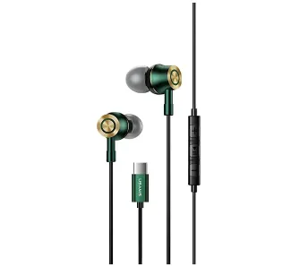 Słuchawki bezprzewodowe USAMS EP-43 Metal USB-C Dokanałowe Mikrofon Zielony