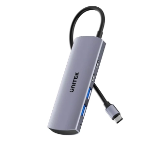 Hub USB Unitek H1112DGY01 4w1 USB-C 10 Gbps, 2x USB-A i 2x USB-C Szary