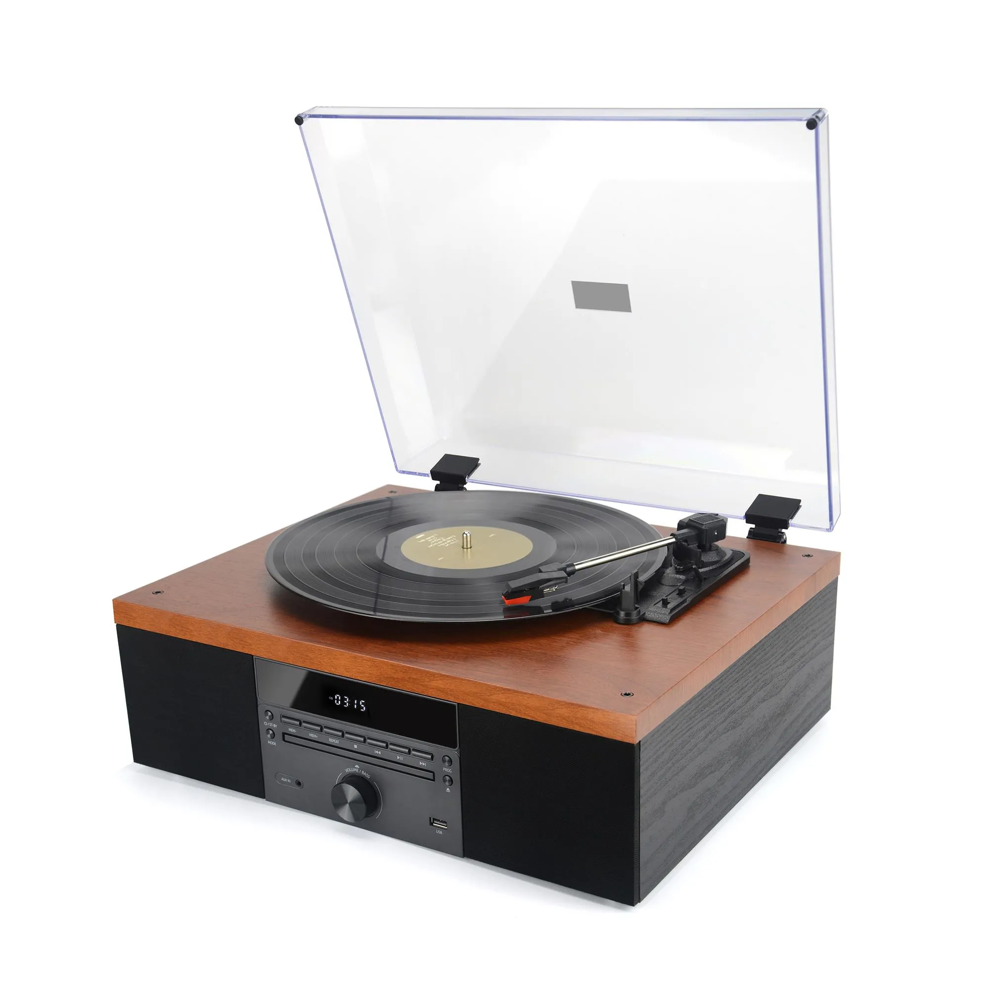 Gramofon AKAI ATT-14BT Manualny Napęd paskowy Bluetooth Czarno-brązowy