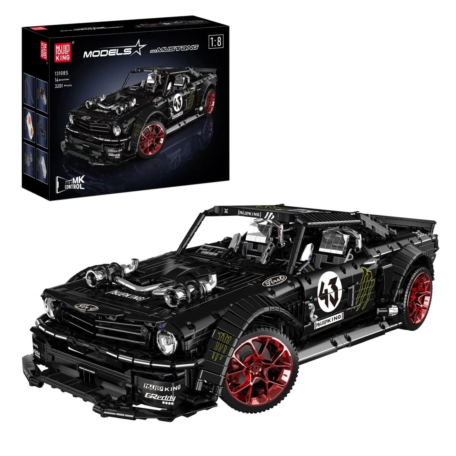 Model do składania Mould King 13108S Ford Mustang Hoonigan Zestaw klocków z 3201 elementów
