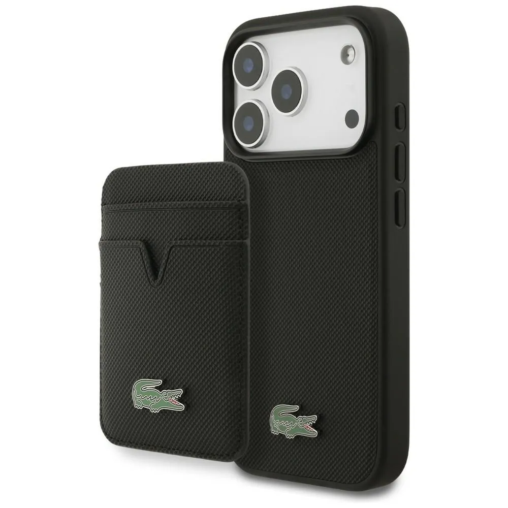 Etui Lacoste Petit Pique MagSafe + Portfel do iPhone 17 Pro Czarny