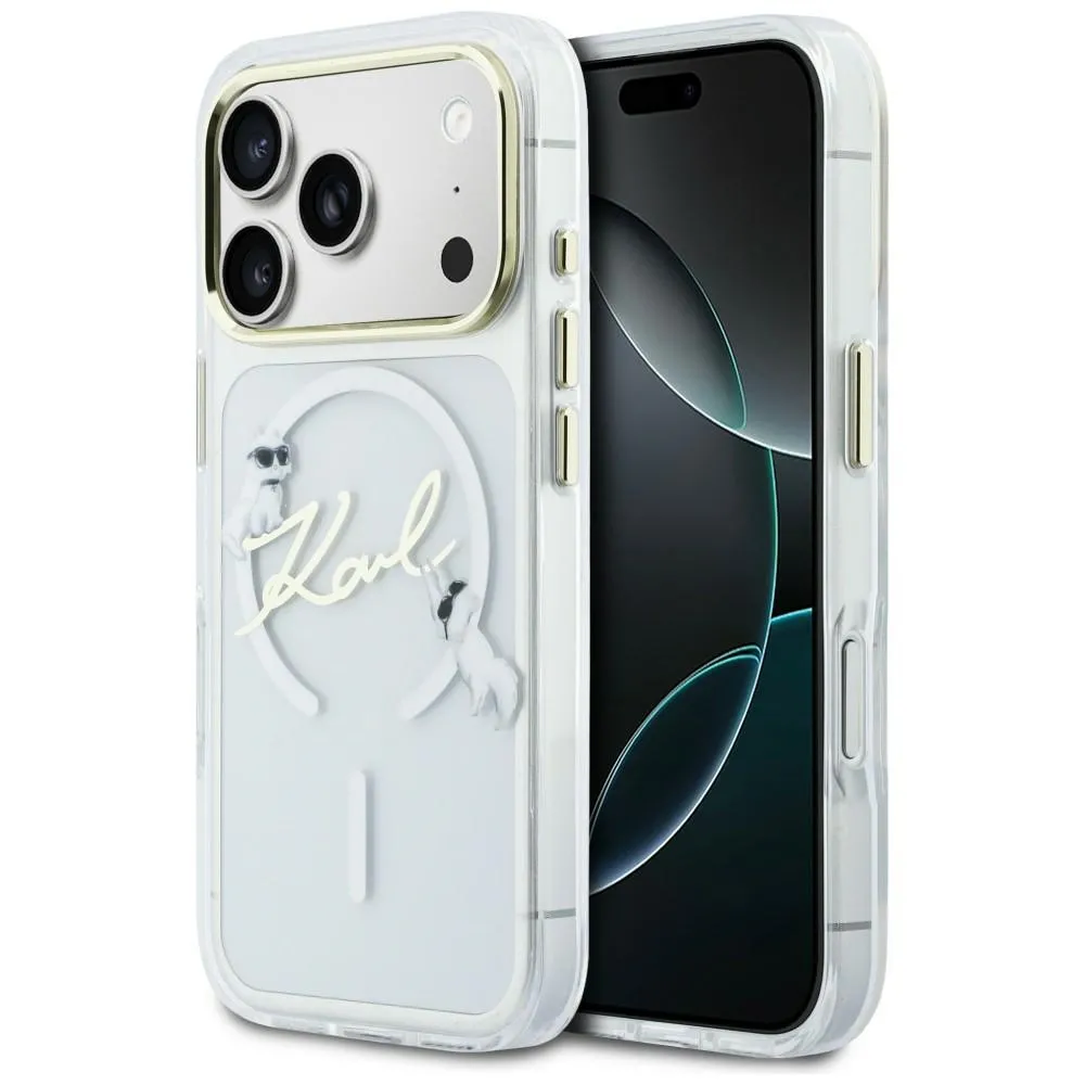 Etui Karl Lagerfeld IML Choupettes Karl Script Logo MagSafe do iPhone 17 Pro Przezroczysty