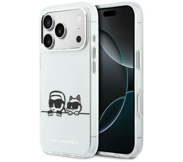 Karl Lagerfeld IML Karl & Choupette Peekaboo Logo MagSafe do iPhone 17 Pro Max Biały