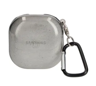 Etui na słuchawki Bizon Case Headphone Clear do Samsung Galaxy Buds Live / Pro / Buds2 / Buds2 Pro Czarno-brokatowe