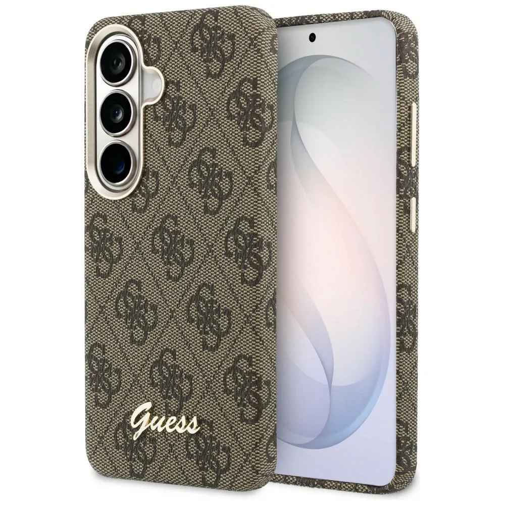 Etui Guess 4G Script MagSafe do Galaxy S26 Brązowy