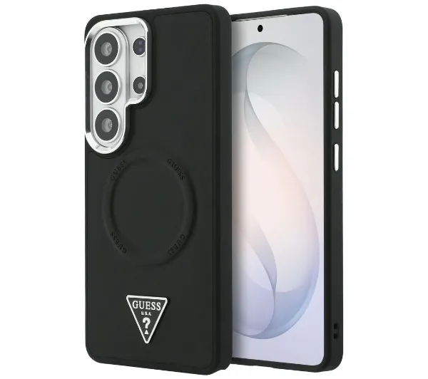 Etui GUESS Embossed Ring Triangle Logo MagSafe do Samsung Galaxy S26 Ultra Czarny