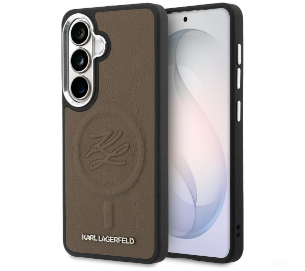Etui KARL LAGERFELD Embossed Ring Initials MagSafe do Samsung Galaxy S26 Brązowy