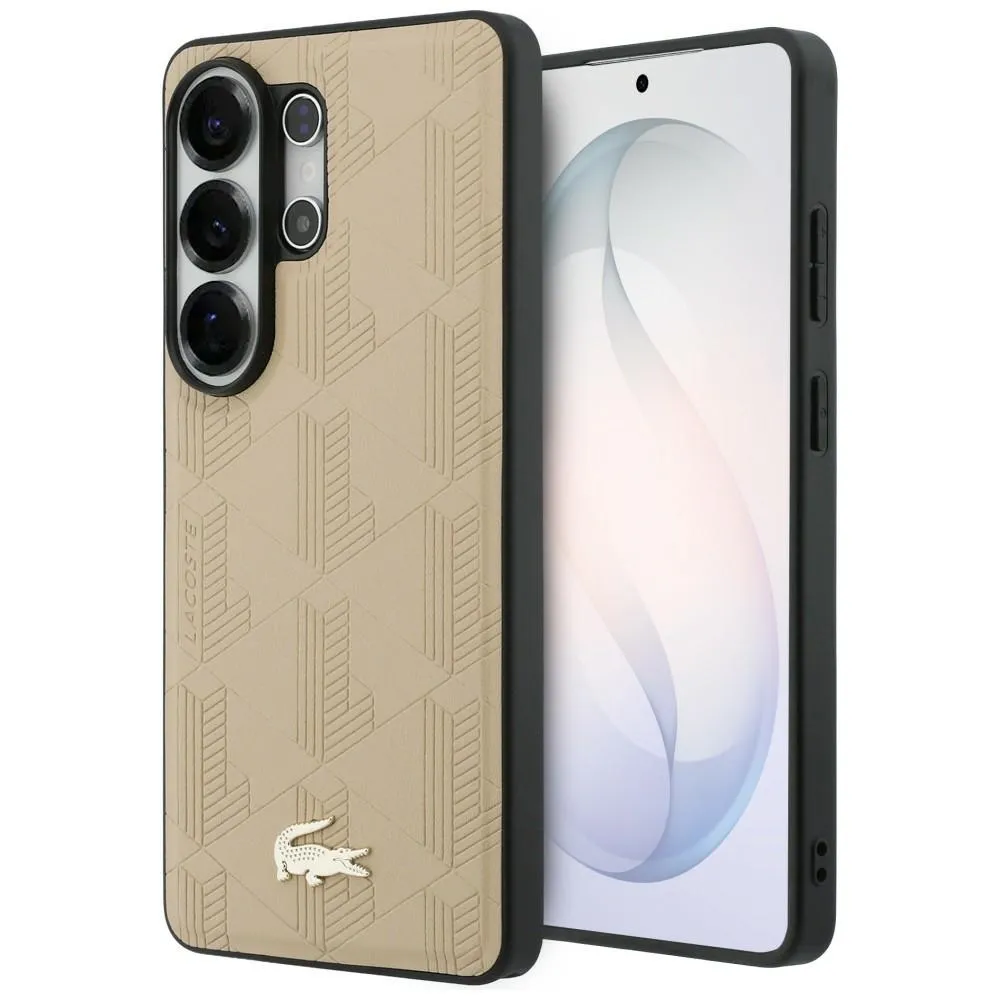 Etui Lacoste Nomograme Gold Logo MagSafe do Galaxy S26 Ultra Beżowy