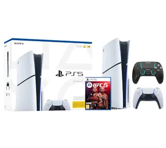 Konsola Sony PlayStation 5 Slim E Chassis (PS5) 1TB z napędem + Pad Yaxo Mantis Rage + EA Sports UFC 5