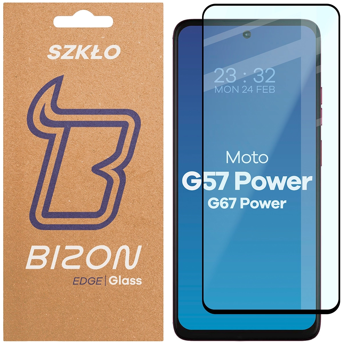 Szkło hartowane Bizon z ramką Glass Edge 2 do Motorola Moto G57 Power / G67 Power