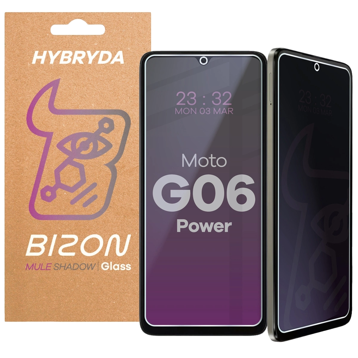 Szkło hybrydowe Bizon prywatyzujące Glass Mule Shadow do Motorola Moto G06 Power