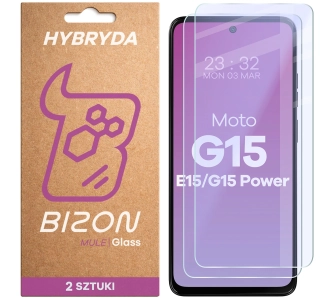 Szkło hybrydowe Bizon elastyczne Glass Mule Duo do Motorola Moto G15 / G15 Power / E15 2 sztuki