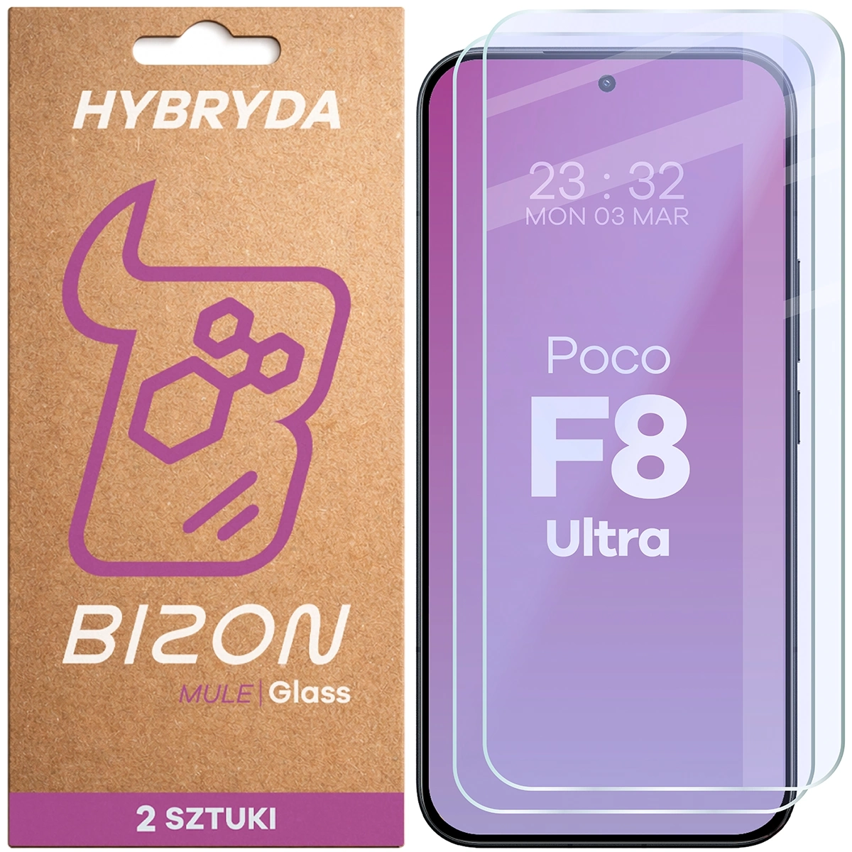 Szkło hybrydowe Bizon elastyczne Glass Mule Duo do Xiaomi POCO F8 Ultra 2 sztuki
