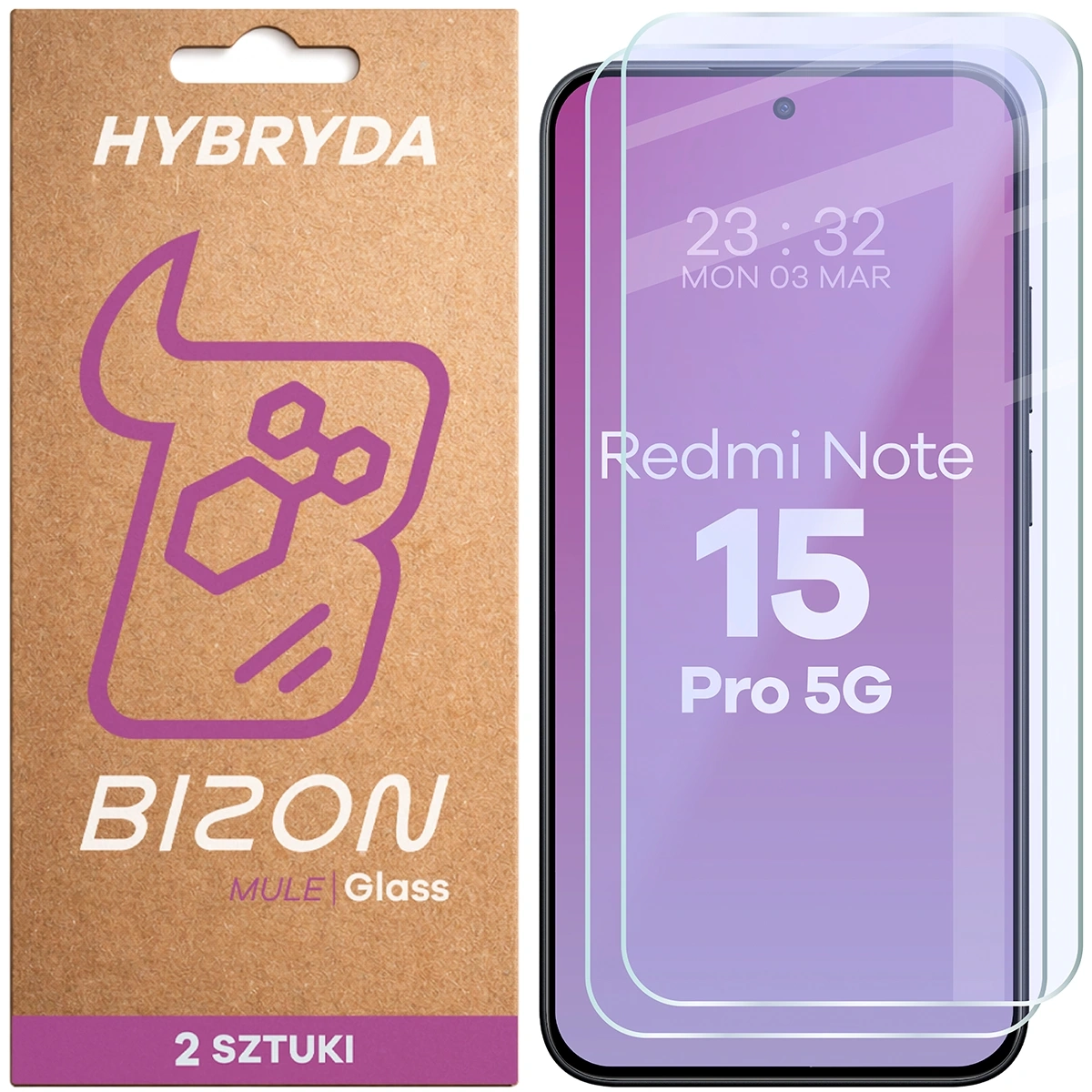 Szkło hybrydowe Bizon elastyczne Glass Mule Duo do Xiaomi Redmi Note 15 Pro 5G 2 sztuki