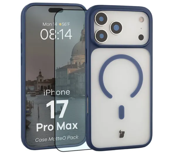 Bizon Case MatteO Pack do iPhone 17 Pro Max Granatowy