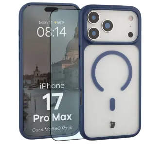 Szkło hartowane Bizon Case MatteO Pack do iPhone 17 Pro Max Granatowy