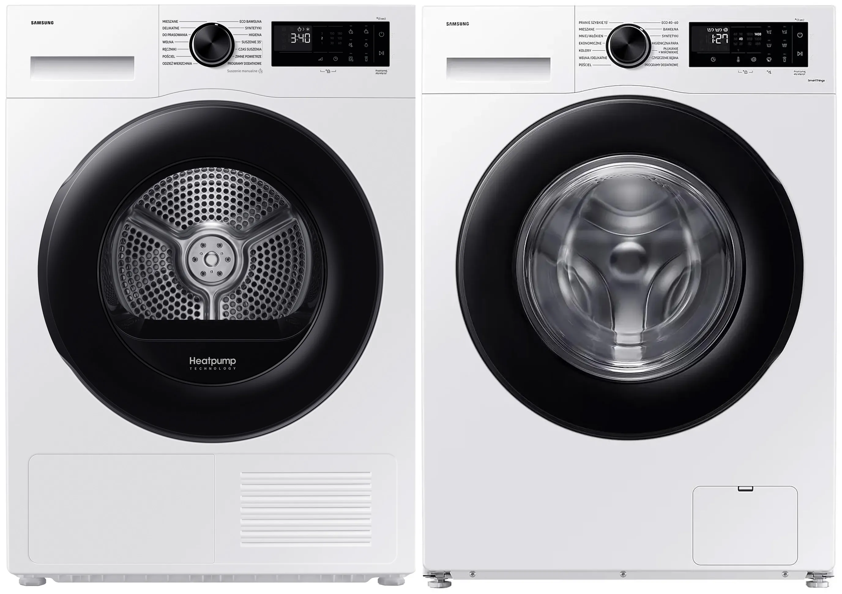 Zestaw Samsung pralka WW90CGC04DAEEO 9kg 1400obr/min + suszarka DV9MDG52A0AE 60cm 9kg